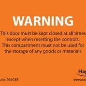 Label Warning Keep Door Closed Pack Of 10