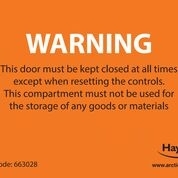 LABEL WARNING Keep Door Closed pack of 10