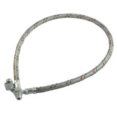 Oil Line Metal Braided 700Mm 27" 1/4 F Elbow X 1/4 M