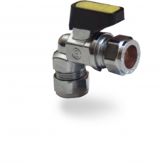 Compression Mini Ball Valve Angled 15Mm  Gas