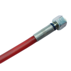Ruby Red Flexible Oil Hose 1/4 M Elbow X 3/8 F 890Mm