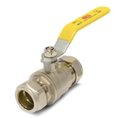 Lever Ball Valve Yellow Handle Gas - 22mm
