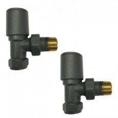 Kartell Modern Angled Radiator Valves Anthracite (Pair)
