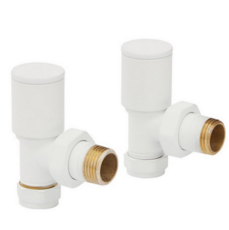 Kartell Modern Angled Radiator Valves White (Pair)