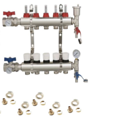 Underfloor Heating 5 Port Manifold Kit with Eurcones