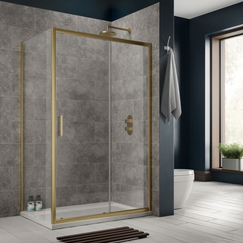 Sommer 8 Sliding Door 1100mm (1050-1090mm) - Brushed Brass