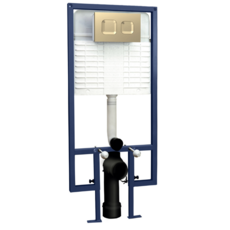 Brushed Brass Concealed Cistern Frame C/W Flush Button