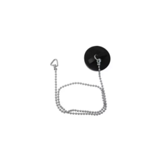 Black Bath Plug C/W Chain & Poly Hook Pre-Packed