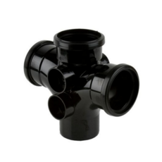 Push Fit Double 92.5Deg Tee 110Mm - Black