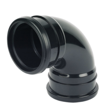 Push Fit Double Socket 90Deg Bend 110Mm - Black