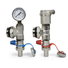 Fastwarm Fill & Drain Valves w / Pressure Gauge (Pair)