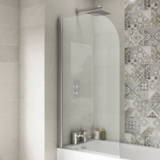 Pacific Chrome Round Top Bath Screen 1430mm x 790mm - 6mm