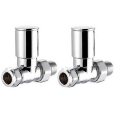 Round Straight Radiator Valves Pair - Chrome Xav641