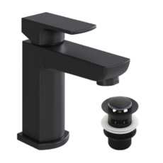 Pureform Basin Mixer With Waste - Matt Black