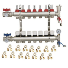 Underfloor Heating 7 Port Manifold Kit with Eurcones Underfloor Heating 7 Port Manifold Kit with Eurcones