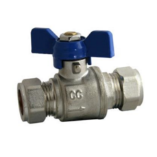 Butterfly Handle Ball Valve Blue - 15mm