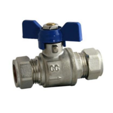 Butterfly Handle Ball Valve Full Bore Blue - 15mm