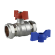 Butterfly Handle Ball Valve With Red & Blue Handles - 22mm