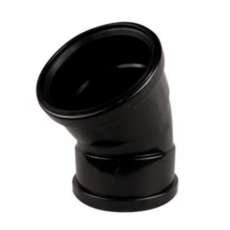 Push Fit Double Socket 45Deg Bend 110Mm - Black