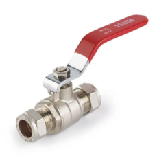 Lever Ball Valve Red Handle - 15mm