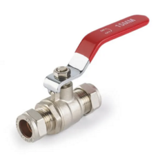 Lever Ball Valve Red Handle - 22Mm