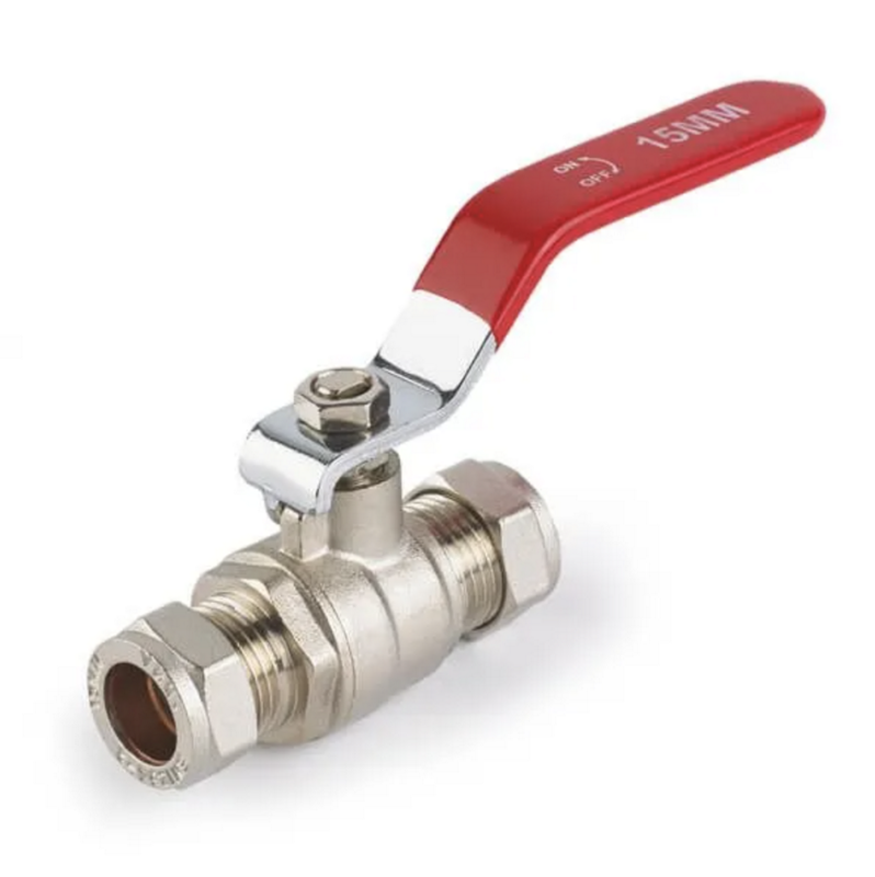 Lever Ball Valve Red Handle - 42Mm
