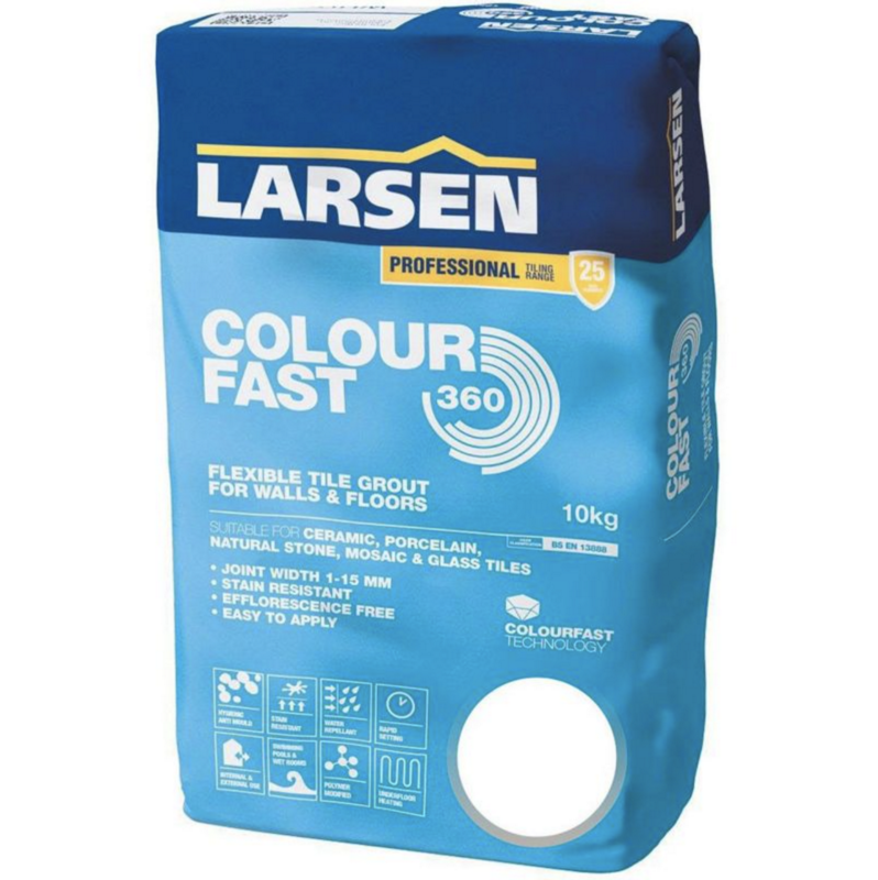 Larsen Colourfast 360 Flexible Grout 10Kg - White