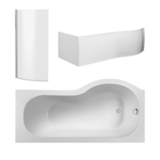 Nuie 1500mm Left Hand P-Shaped Shower Bath Pack Nuie 1500mm Left Hand P-Shaped Shower Bath Pack