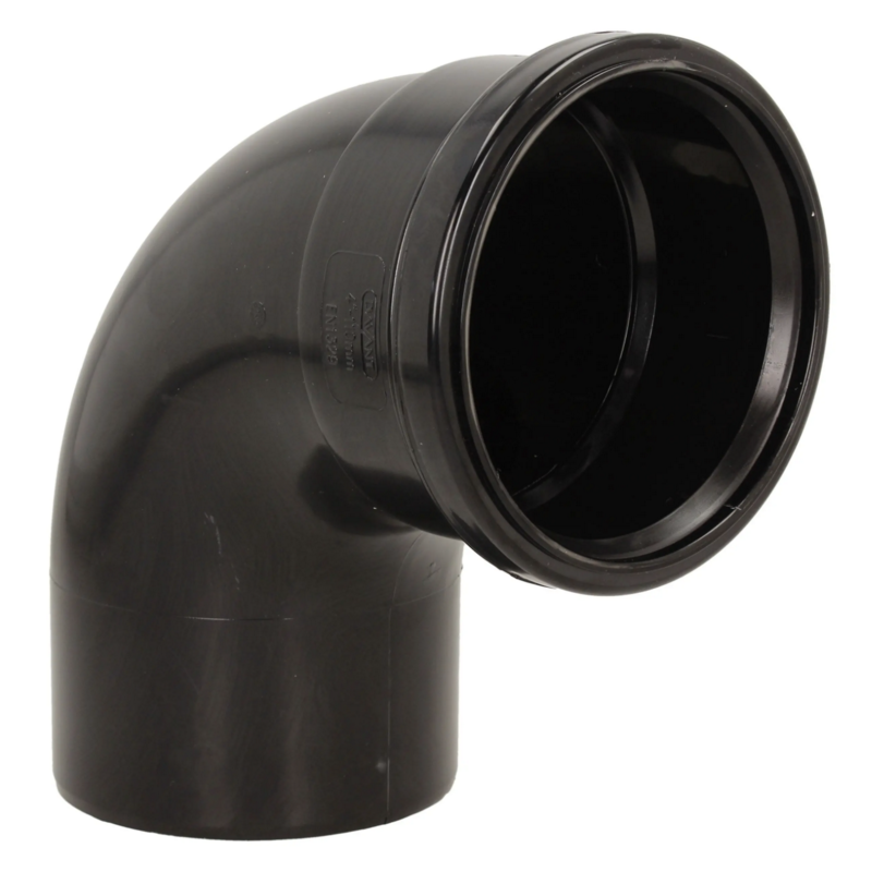 Push Fit Single Socket 90Deg Swept Bend 110Mm - Black