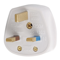 13A UK Mains Plug with 3A Fuse - White