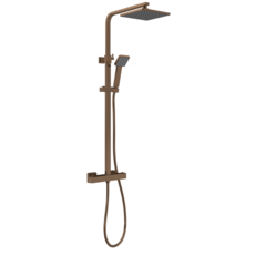 Nuie Square Thermostatic Bar Mixer Shower - Brushed Bronze