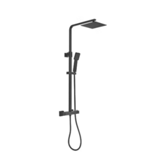 2 Way Exposed Thermostatic Square Shower - Matt Black
