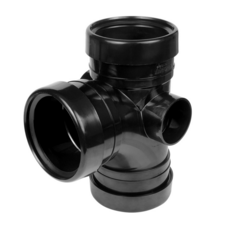 Push Fit Triple Socket 92.5Deg Tee 110Mm - Black