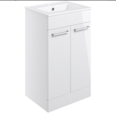 Volta 610mm Floor Standing 2 Door Basin Unit & Basin -White